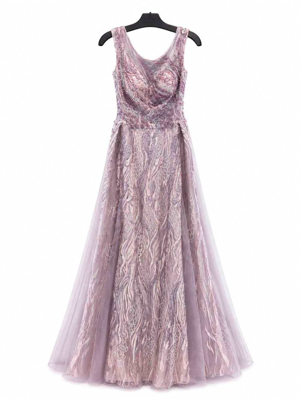Catwalk 50118 Lavender Beaded Overlay Evening Gown